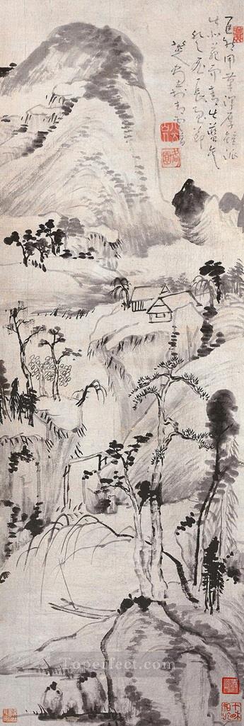 Bada Shanren 風景 Juran スタイルの繁体字中国語油絵